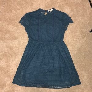 Turquoise Lace Mini Dress